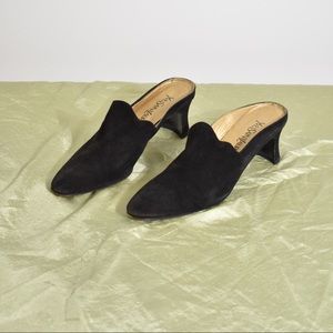 YSL black suede pointed toe sides
